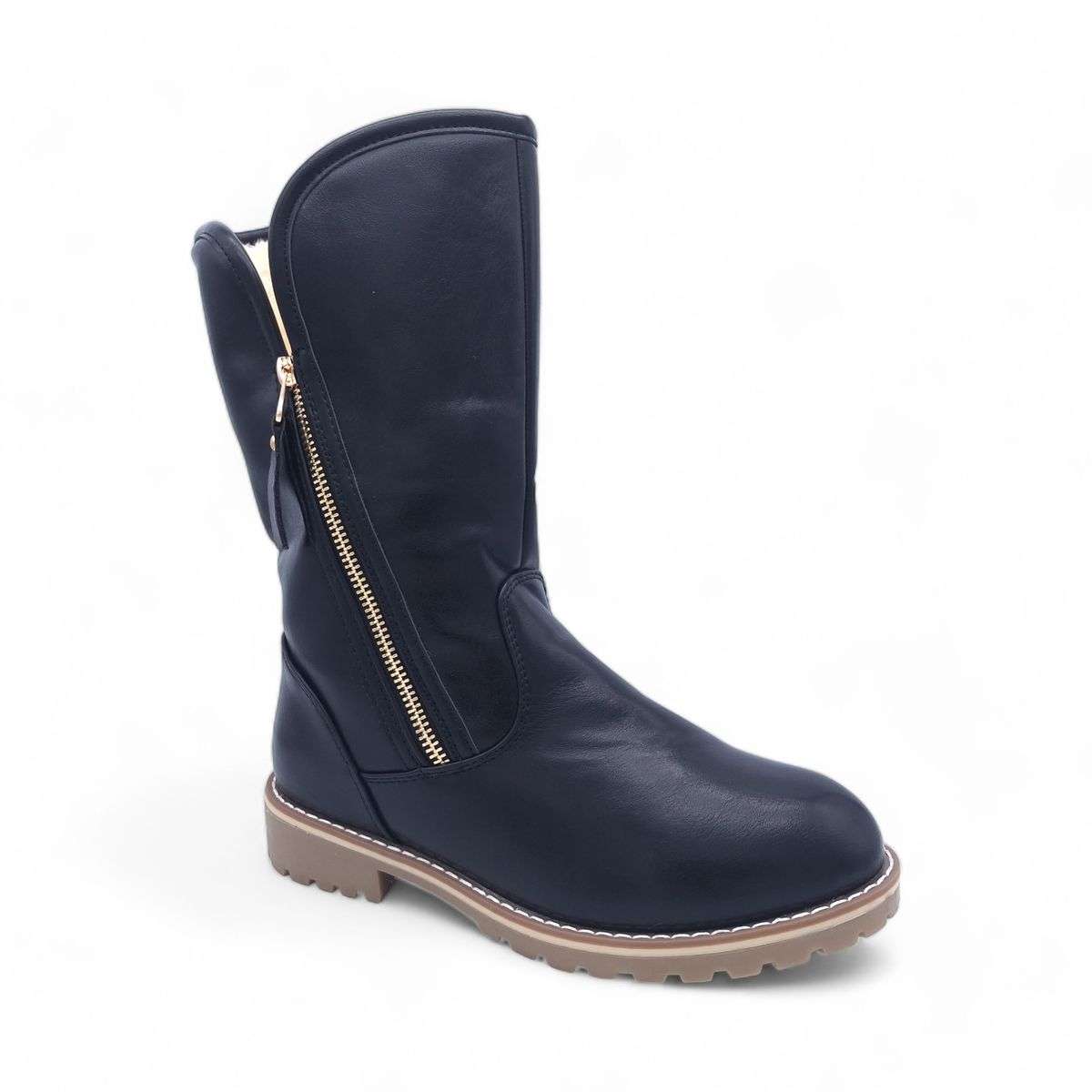 Fashion Mid-Calf Boots with Side Zipper - XB8208