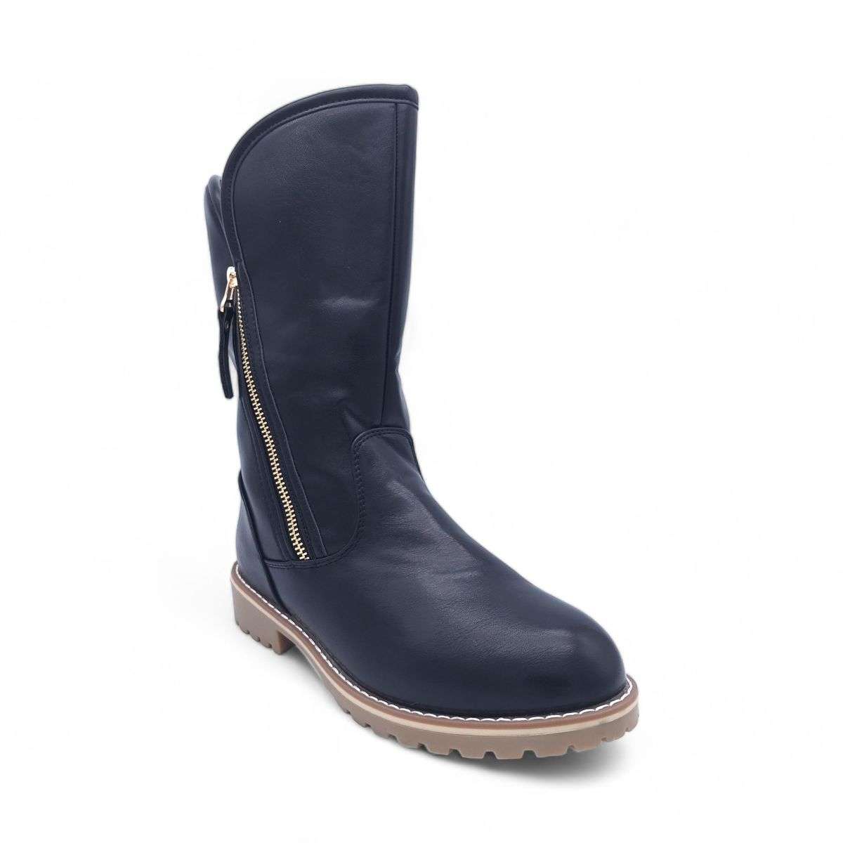 Fashion Mid-Calf Boots with Side Zipper - XB8208