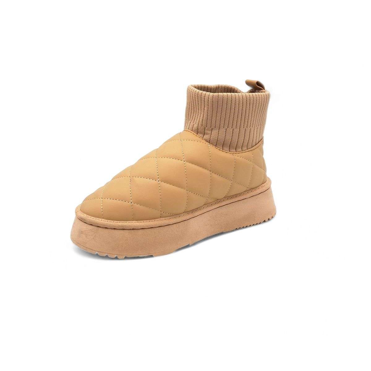 TTP Women's Platform Fur Lined Boots with Elasticated Pull On Opening XBG6
