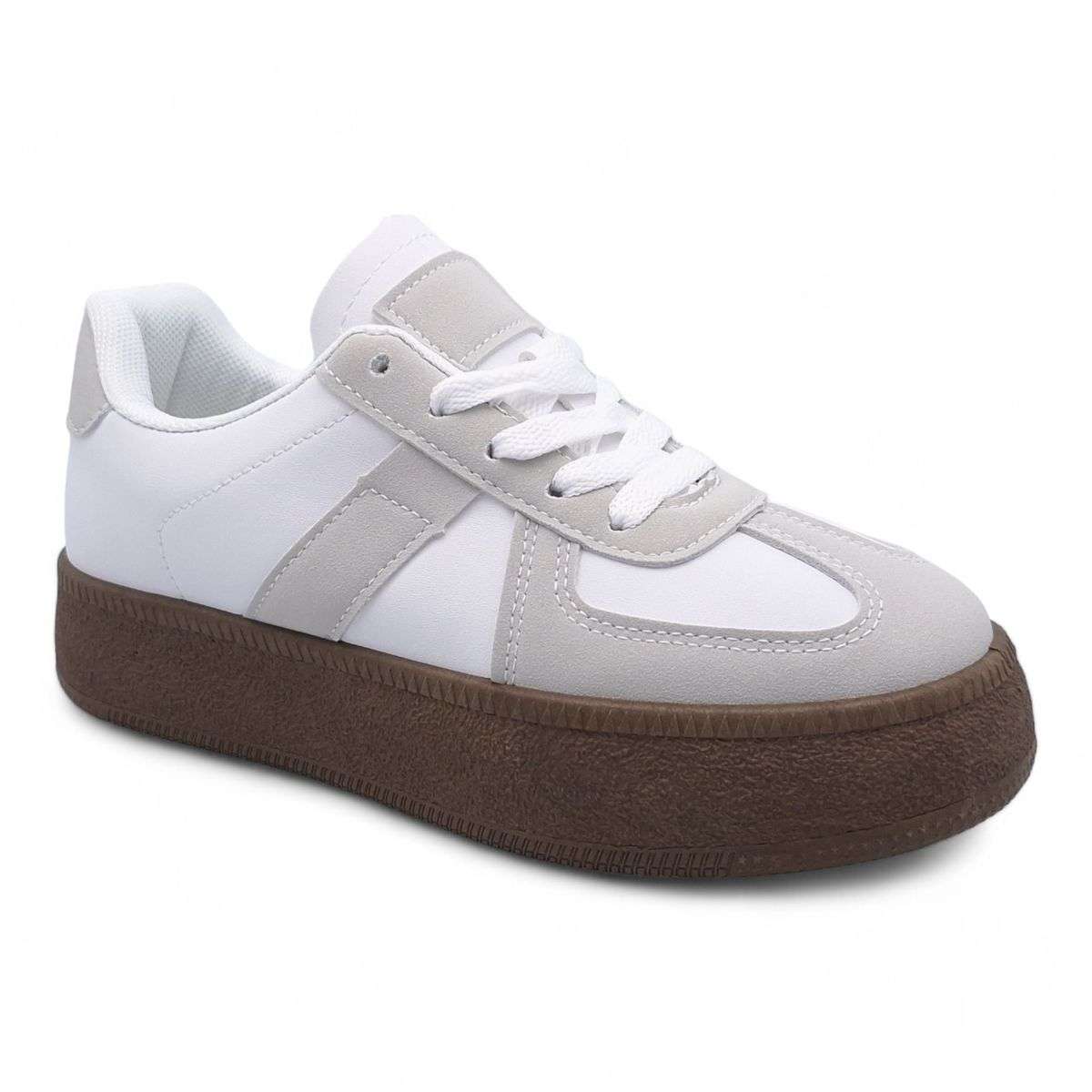 Women's Trendy Lace-Up Sneaker with PVC Platform Sole - YP0407