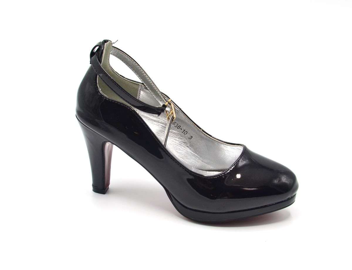 TTP Ladies High Gloss Platform High Heel with Ankle Strap 6636-10