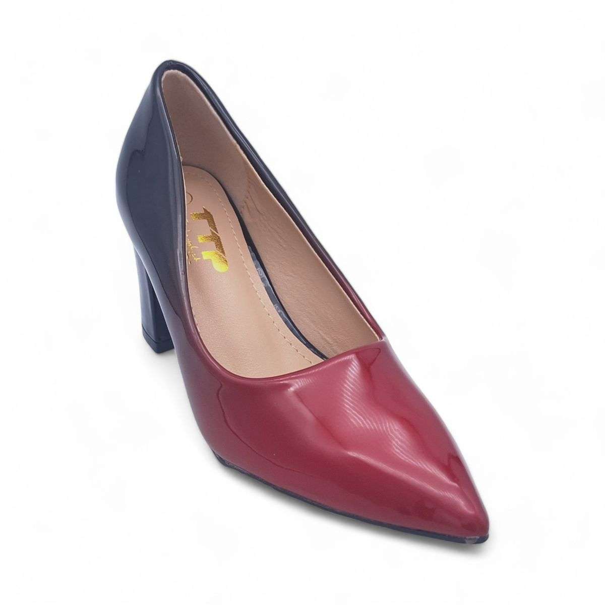 TTP Sleek Patent Block Heel Gradient Colour Point Toe Heels JSF70-3