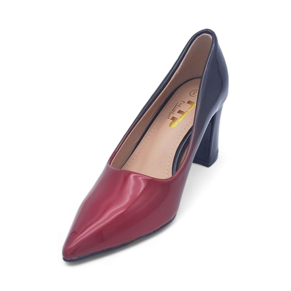 TTP Sleek Patent Block Heel Gradient Colour Point Toe Heels JSF70-3