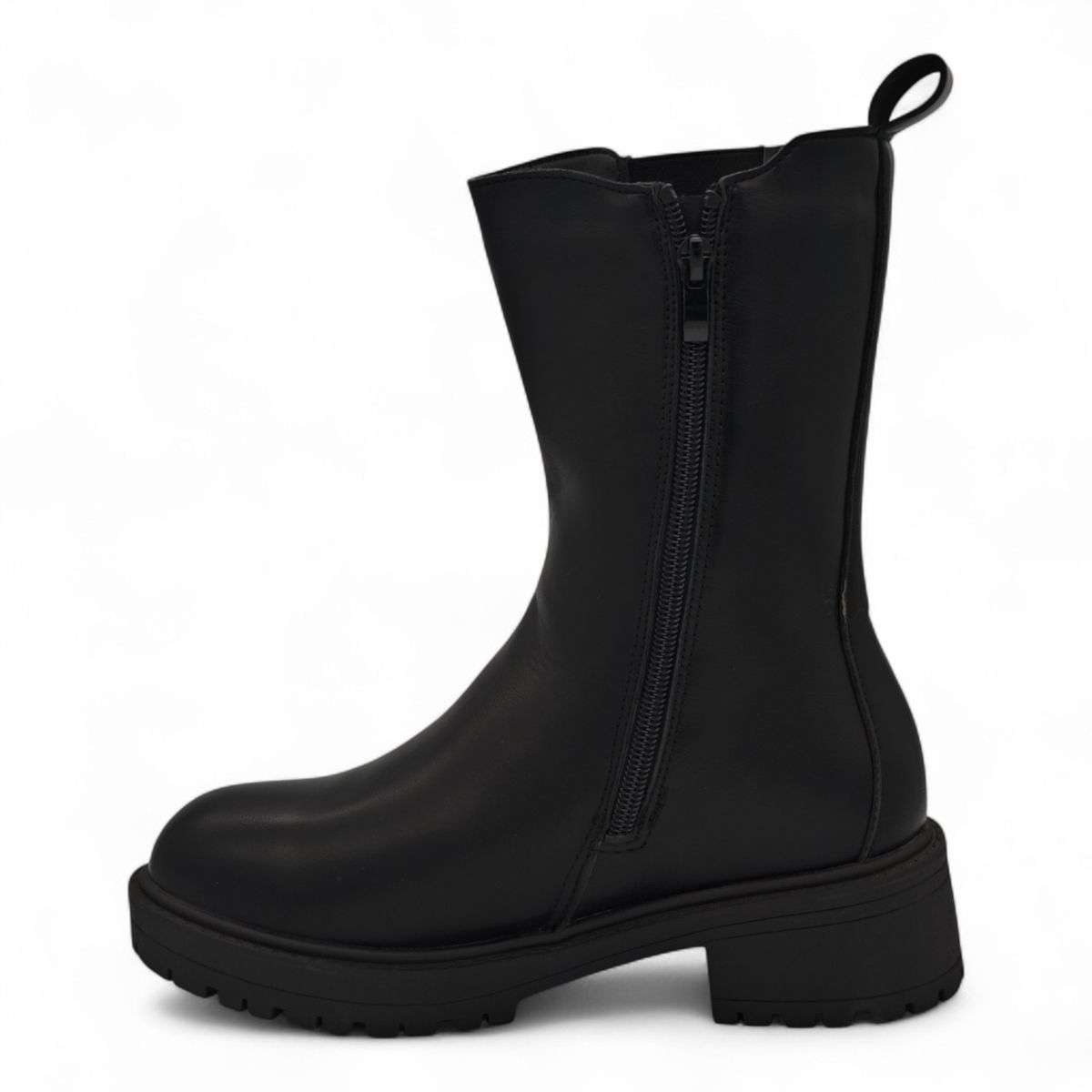 TTP Women's Mid Calf Boot with Elastic side Panel and Zipper HTA06