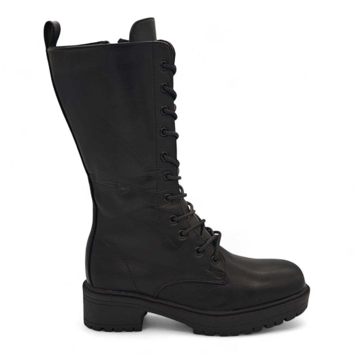 TTP Women's Platform Mid Calf Boots with Lace and Side Zipper HTA08