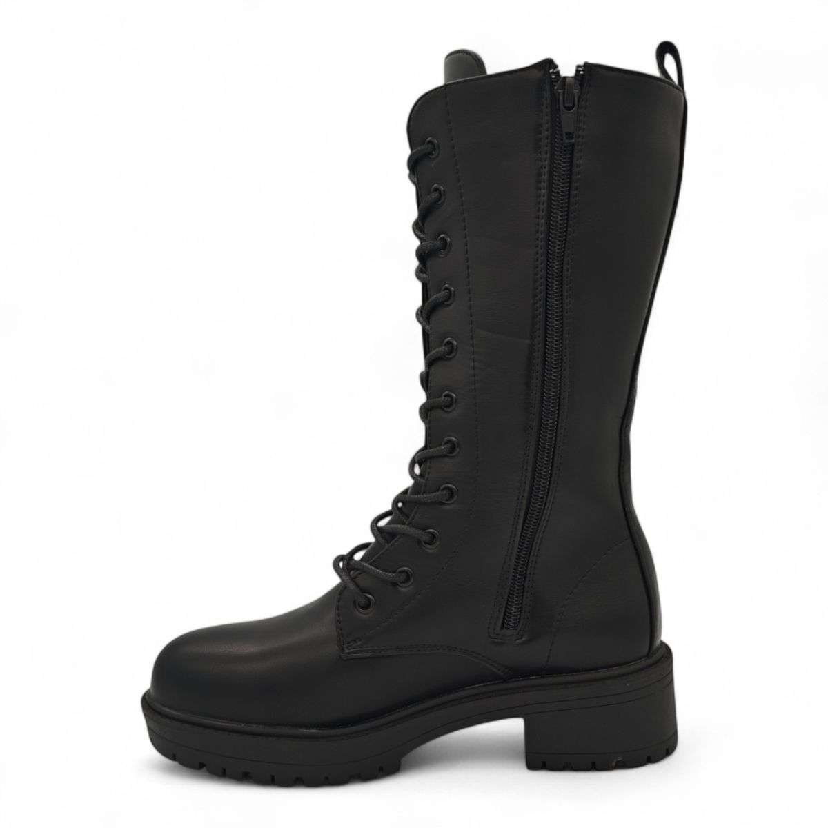 TTP Women's Platform Mid Calf Boots with Lace and Side Zipper HTA08