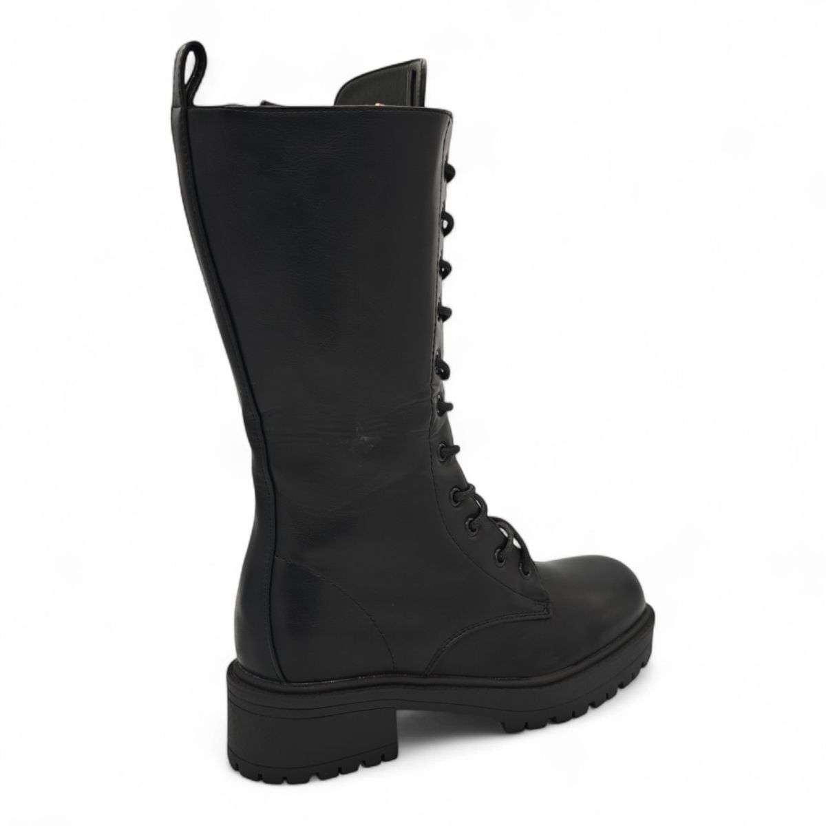 TTP Women's Platform Mid Calf Boots with Lace and Side Zipper HTA08