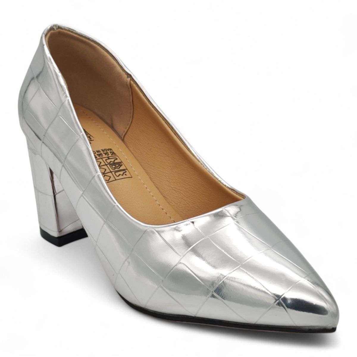 TTP Patent PU Block Heel with Croc Embossed HTG-06