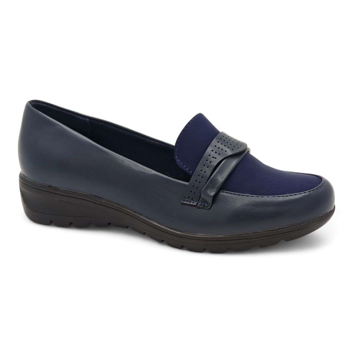 TTP Women's Navy Blue PU and Textile Loafer