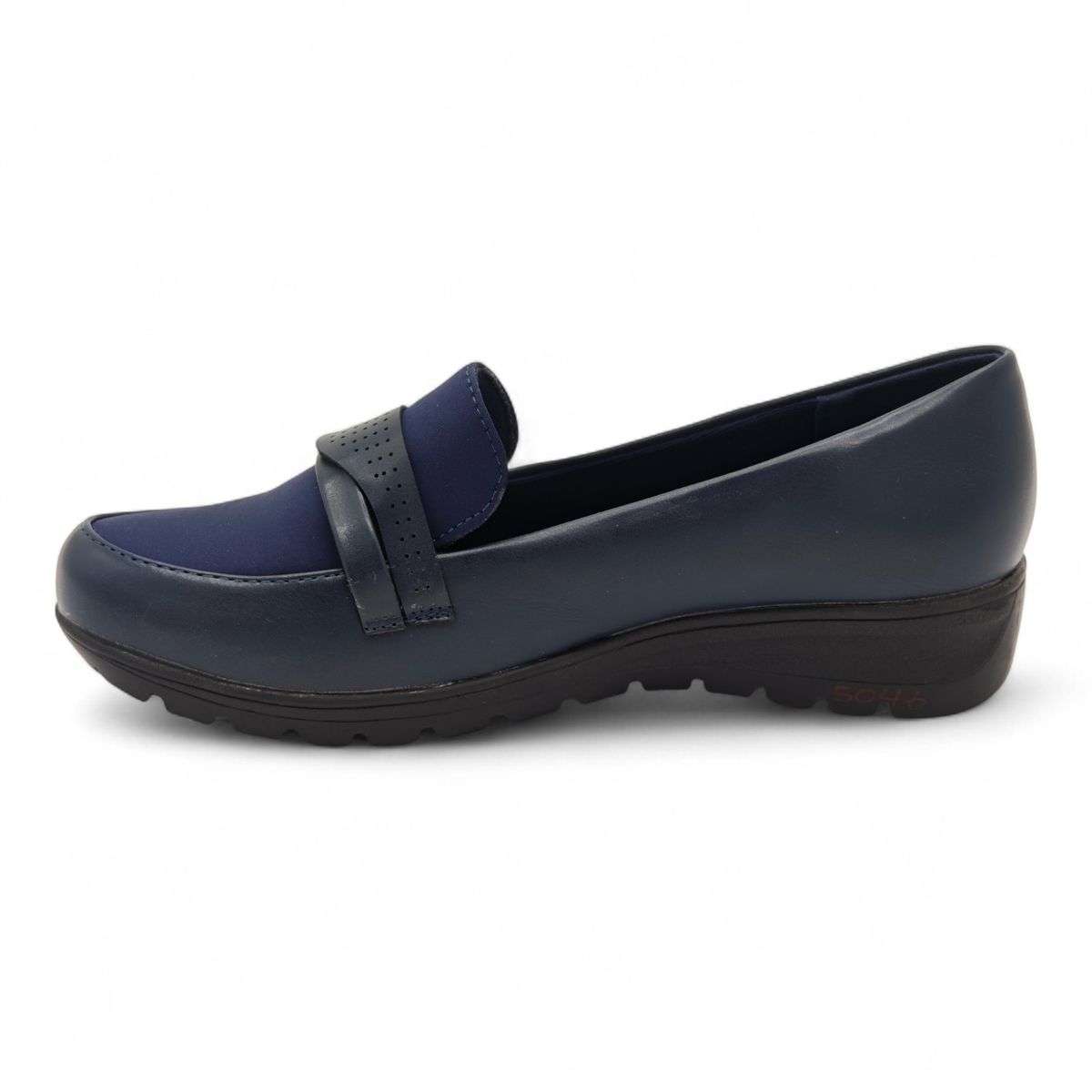 TTP Women's Navy Blue PU and Textile Loafer