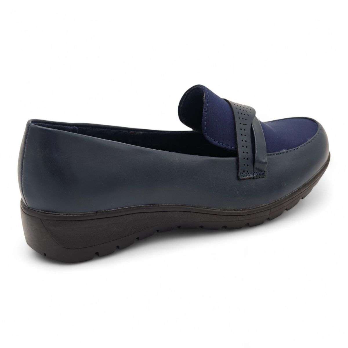 TTP Women's Navy Blue PU and Textile Loafer