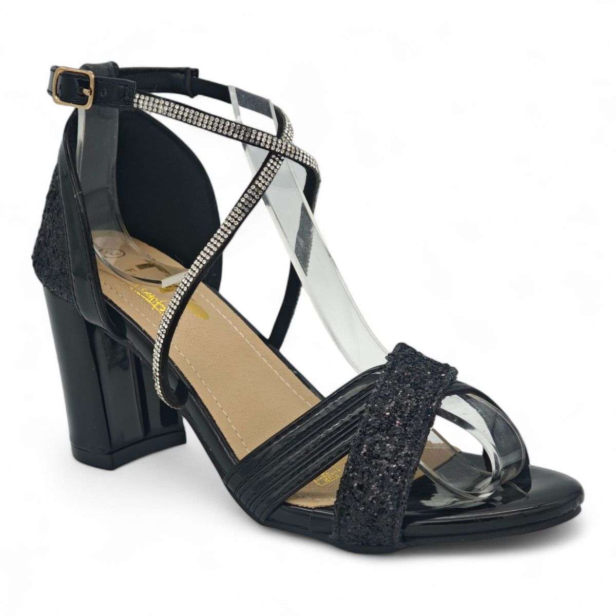 TTP Rosalind PU Glitter Crisscross Sandal with Rhinestone Strap MJ250820