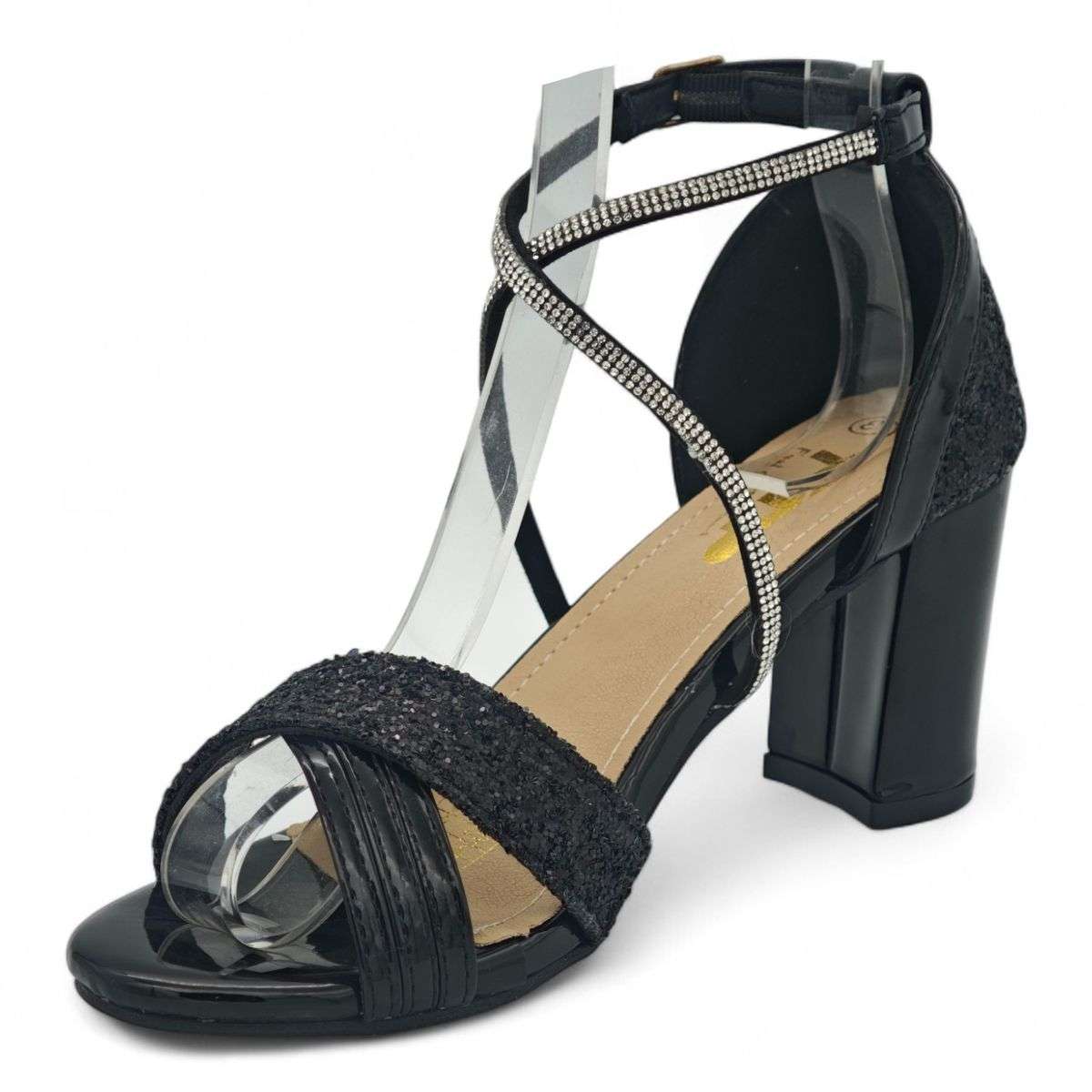TTP Rosalind PU Glitter Crisscross Sandal with Rhinestone Strap MJ250820