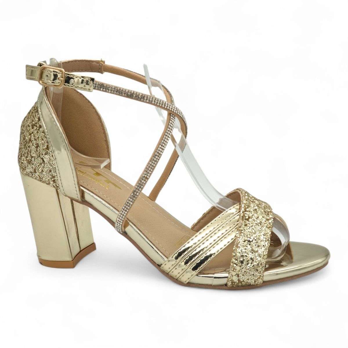 TTP Rosalind PU Glitter Crisscross Sandal with Rhinestone Strap MJ250820