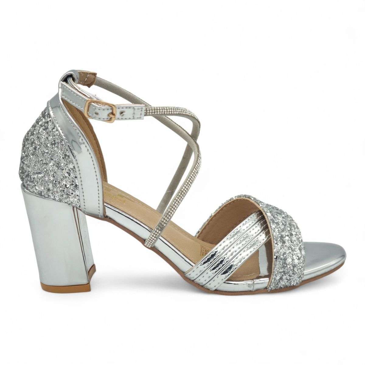 TTP Rosalind PU Glitter Crisscross Sandal with Rhinestone Strap MJ250820