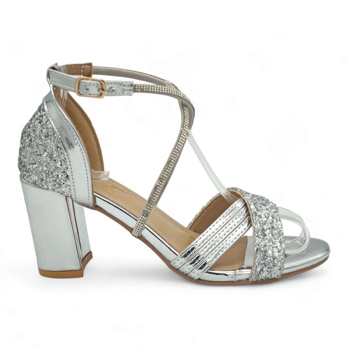 TTP Rosalind PU Glitter Crisscross Sandal with Rhinestone Strap MJ250820