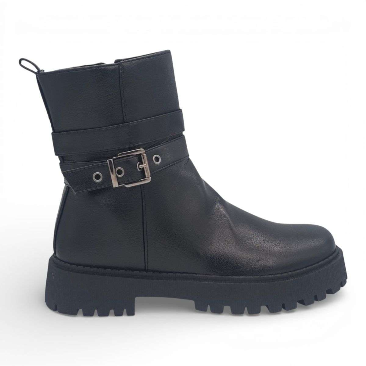 TTP Women's Buckle Decor Ankle Boot with Side Zipper MC0005