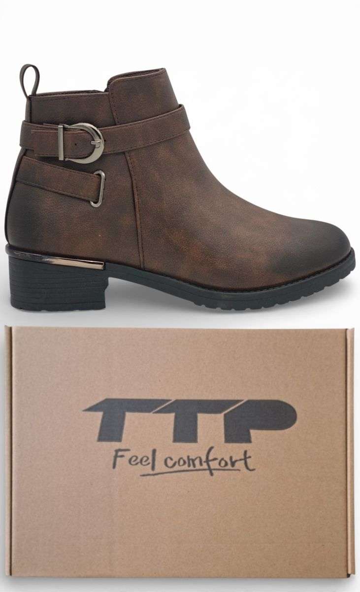 TTP Women's Ankle Boot with Buckle Decor MC0007