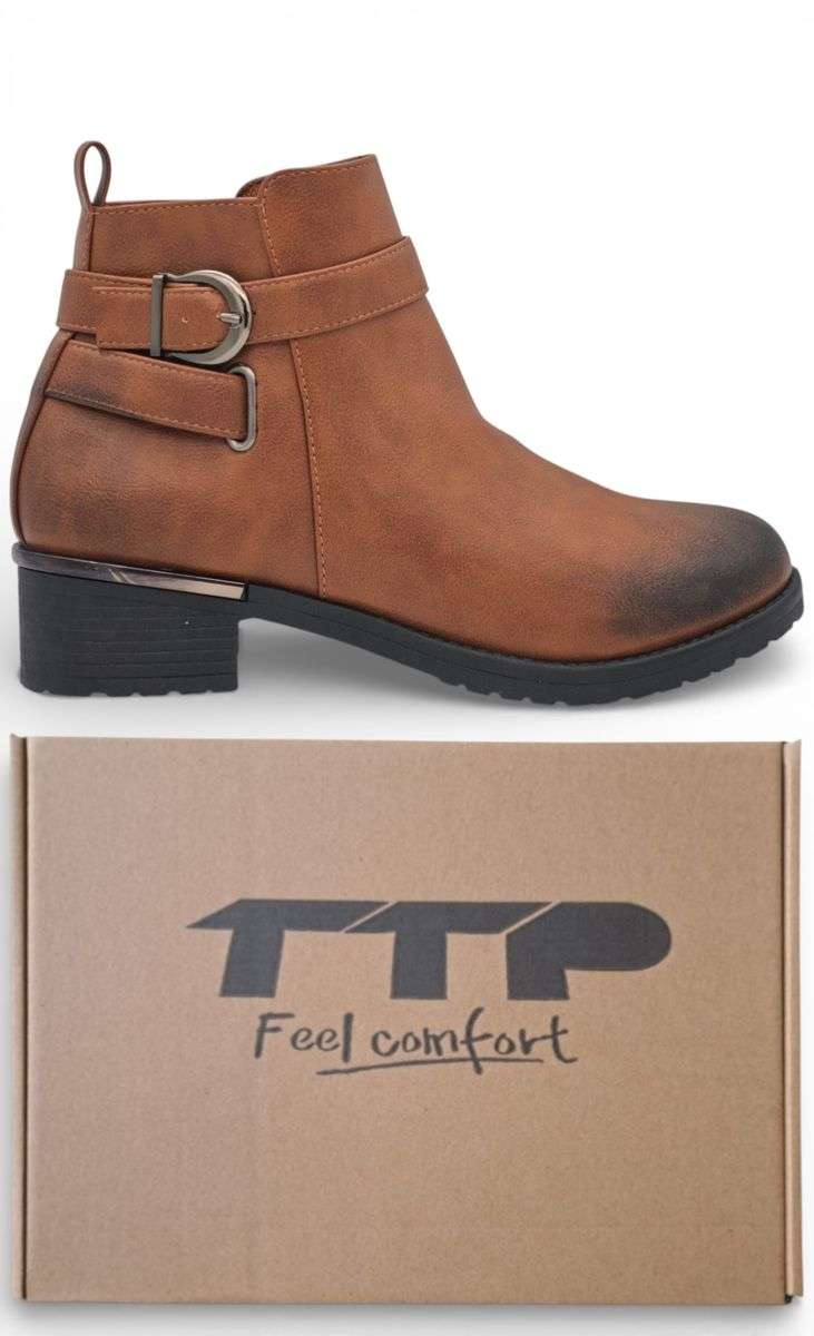 TTP Women's Ankle Boot with Buckle Decor MC0007