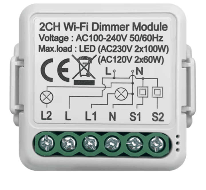 Smart 2 Gang Dimmer Mini Switch | Light Switch | Tuya Smart Life