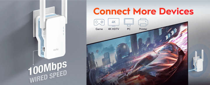 WiFi Range Extender, Dual Band, 2Pin Wall Plug | Cudy AC1200