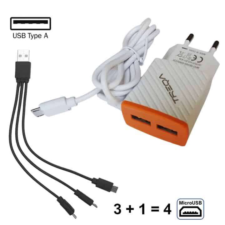 USB to 3 Micro USB Power Cable | 5V 1A Power Supply