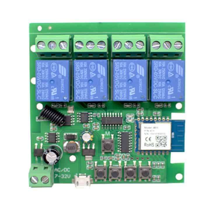 Smart 4Ch Self Locking Inching Relay Shell-less Switch 10A | RF 433Mhz+ WiFi Tuya Smart Life