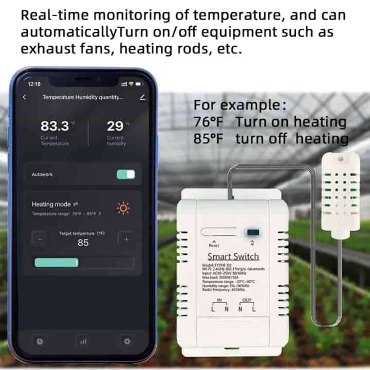 Smart Temperature & Humidity Switch 16A | Energy Monitor + 433Mhz | WiFi Tuya Smart Life