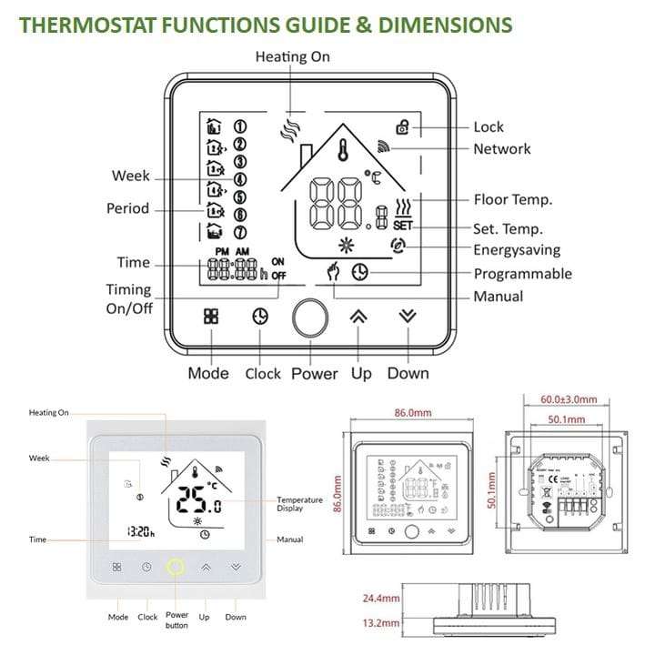 Smart Thermostat Temperature Control | Underfloor Heating | WiFi Tuya Smart Life
