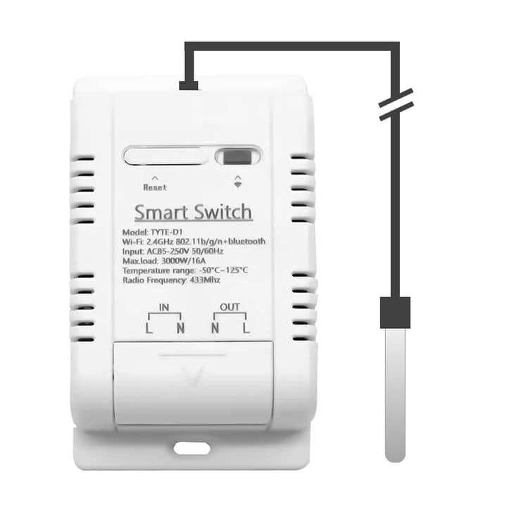 Smart Water Temperature Switch 16A | Energy Monitor + 433Mhz | WiFi Tuya Smart Life