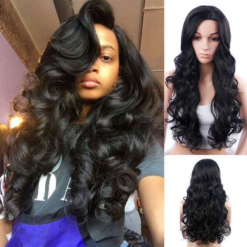Afro Kinky curly Brazilian Hair Style Synthetic Curly Body Wavy Women Wig Long Hair