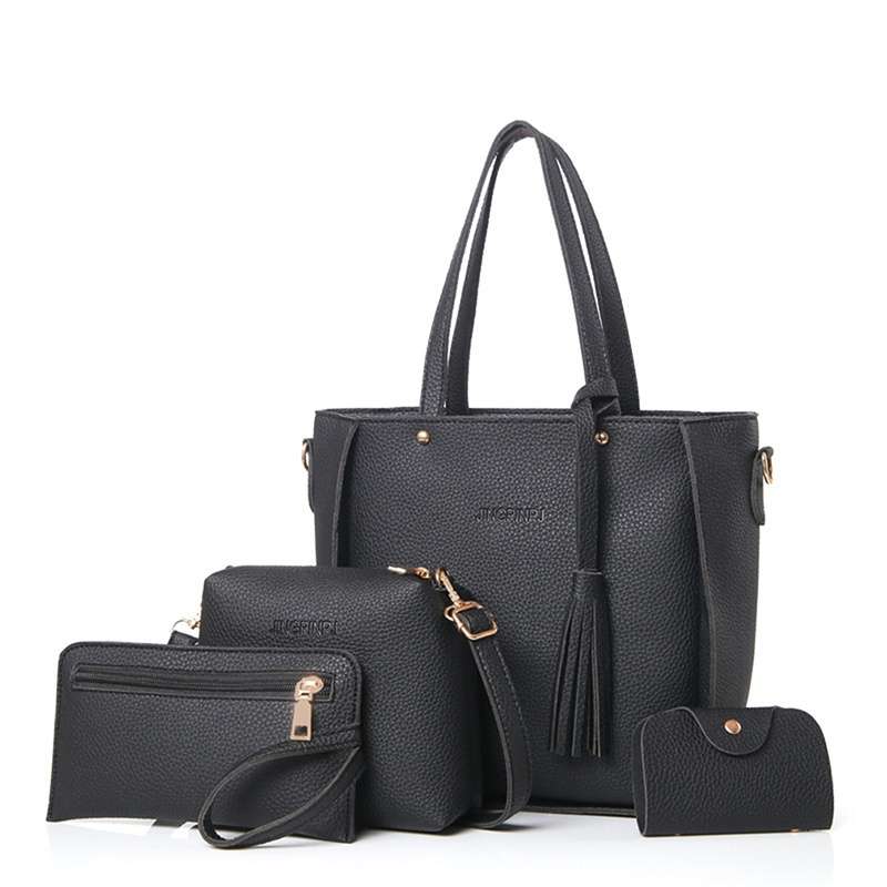 4pcs Set Women Shoulder Bag PU Leather Satchel Clutch Handbag Tote
