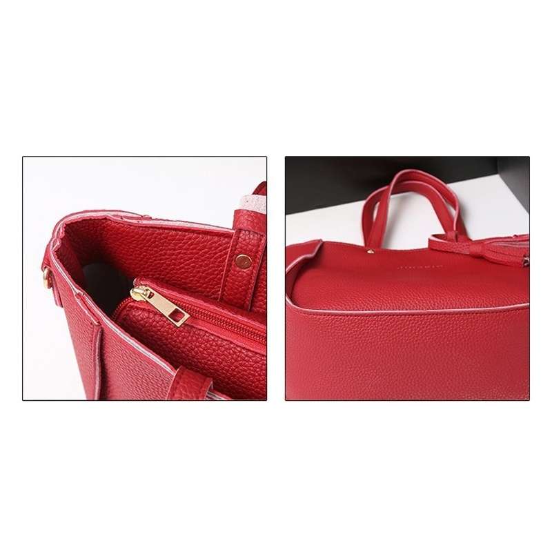 4pcs Set Women Shoulder Bag PU Leather Satchel Clutch Handbag Tote