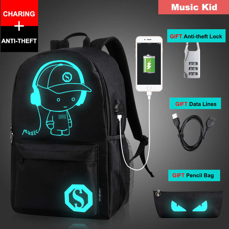 Student School Backpack USB Charge Laptop Computer Backpack For Teenager Anti-theft Boys