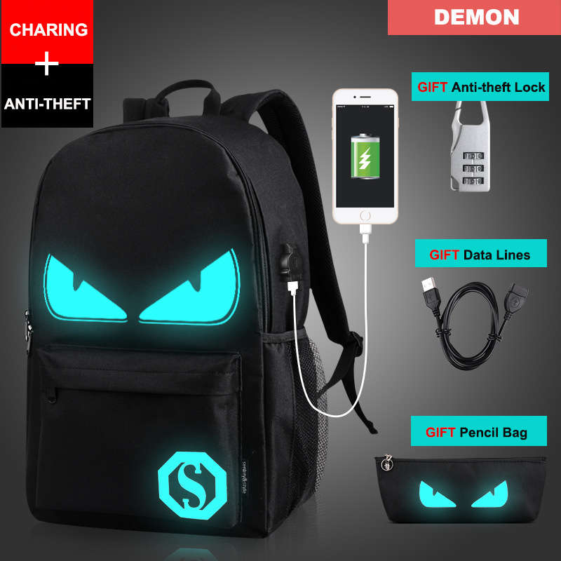 Student School Backpack USB Charge Laptop Computer Backpack For Teenager Anti-theft Boys