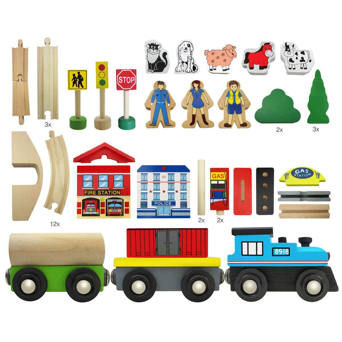 Wooden Train Set 50pc