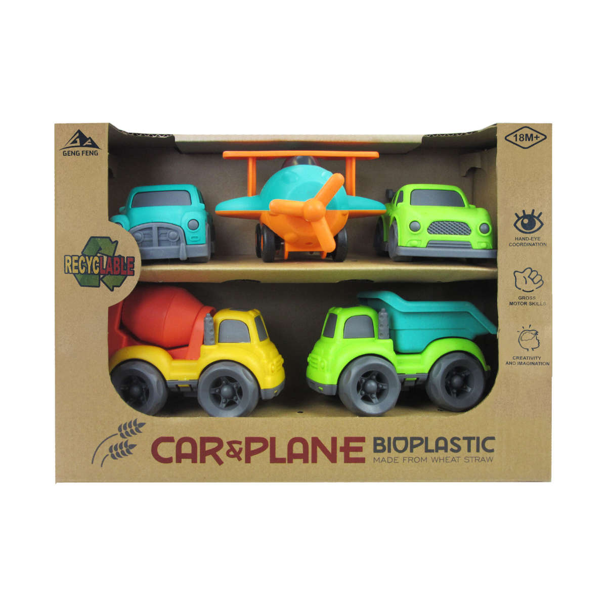 Bioplastic Plane, Cars &amp; Construction Vehicles Set