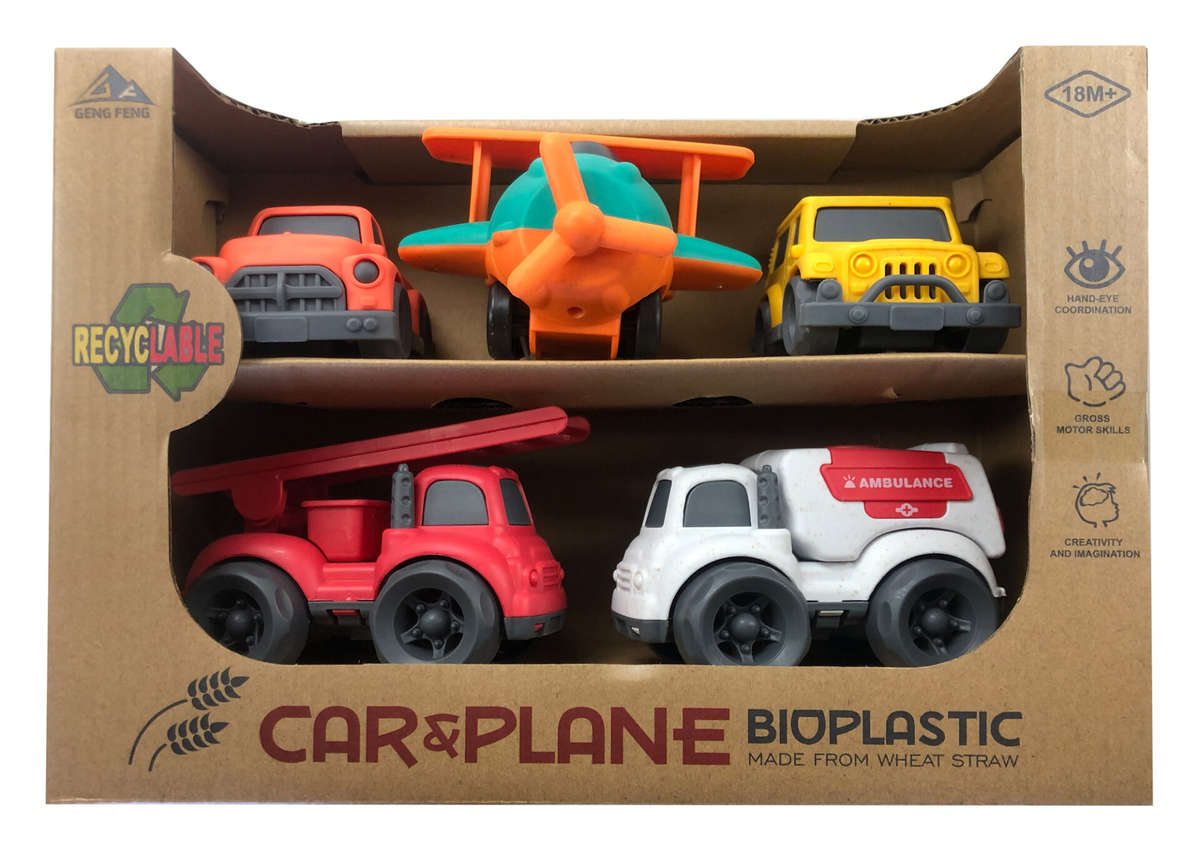 Bioplastic Plane, Cars &amp; Emergency Vehicles Set