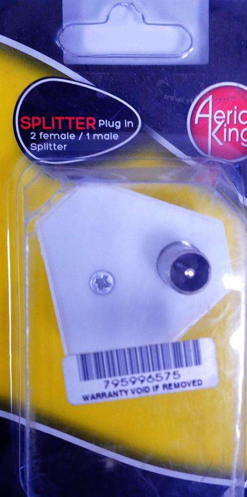 Aerial King Splitter Plug In 2 Way MFF Blister