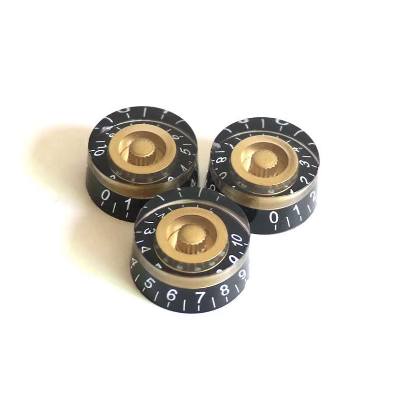 Black and Gold Gibson speed dial style replacement knob - single
