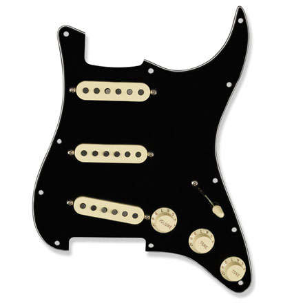 Prewired Pickguard Loaded  with Alnico 5 Single Coil Pickups - Black