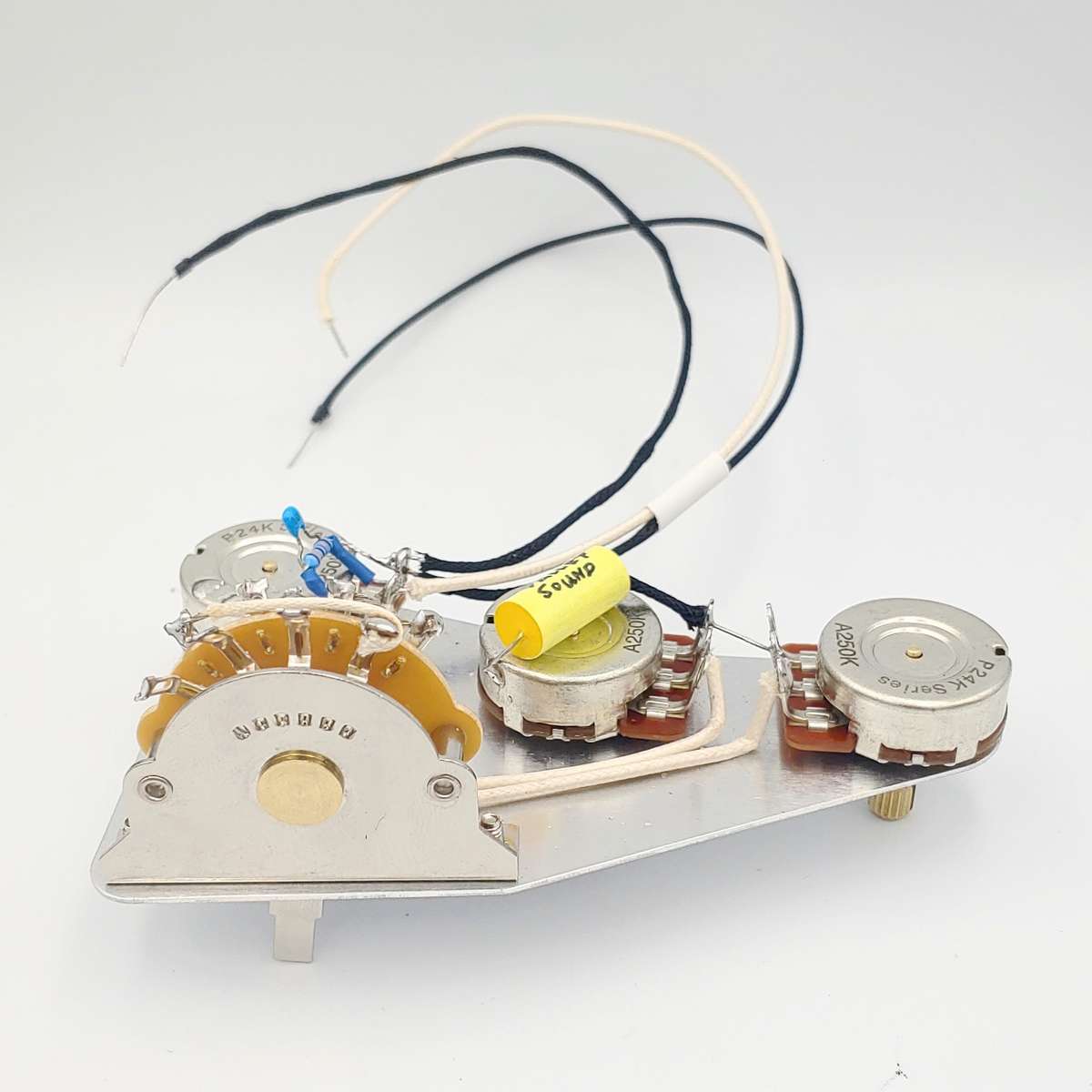 S/S/S Prewired Electronic Assembly for Stratocaster Guitars with trebble bleed mod - Solder-in
