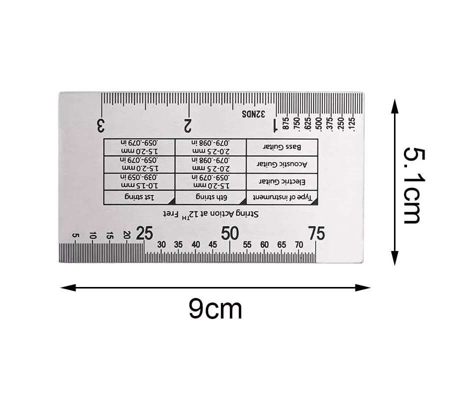 String Action Ruler for Stringed Instruments - Stainless Steel