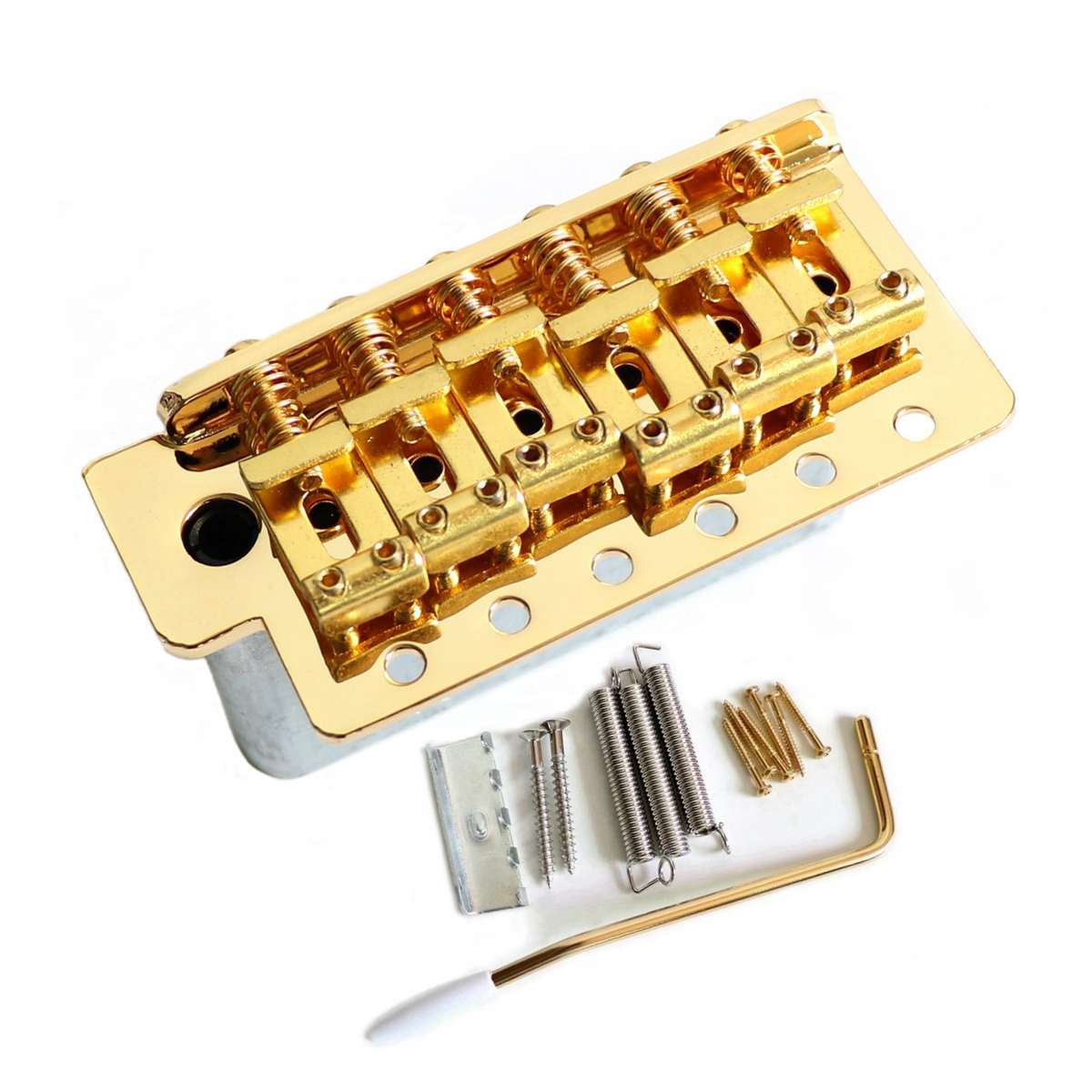Gold Vintage 6 point Strat Full Size Block Tremolo Bridge Complete - 54mm String Spacing