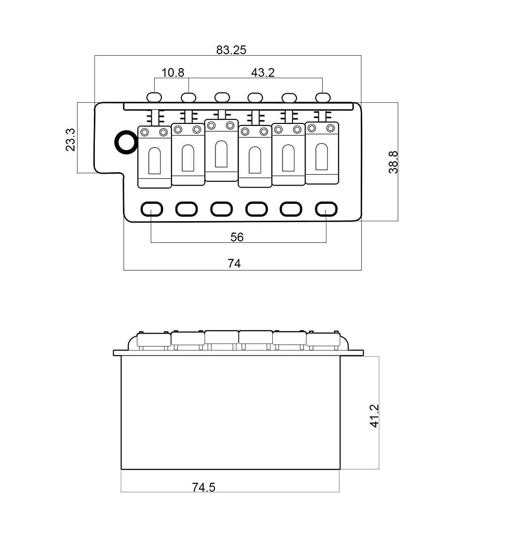 Gold Vintage 6 point Strat Full Size Block Tremolo Bridge Complete - 54mm String Spacing