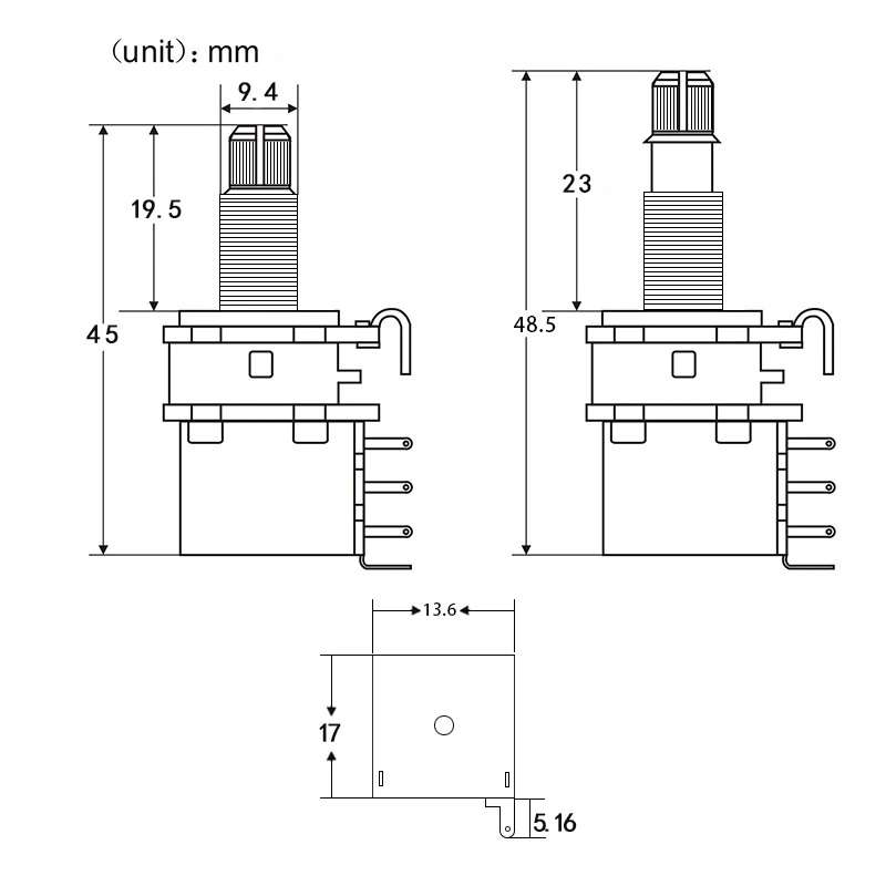 Push / Push Potentiometer (18mm Shaft Length)