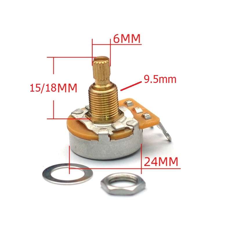Full Size Brass Shaft Potentiometer (USA/CTS spec)