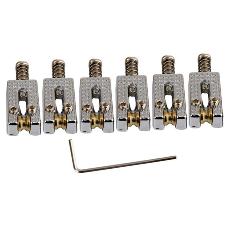 Strat saddles with brass rollers - set of 6