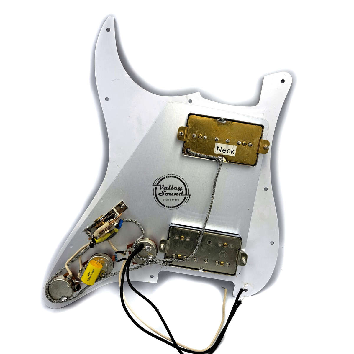 Loaded Prewired Pickguard with Humbucker &amp; Humbucker Sized P90 - Tortoiseshell with Chrome