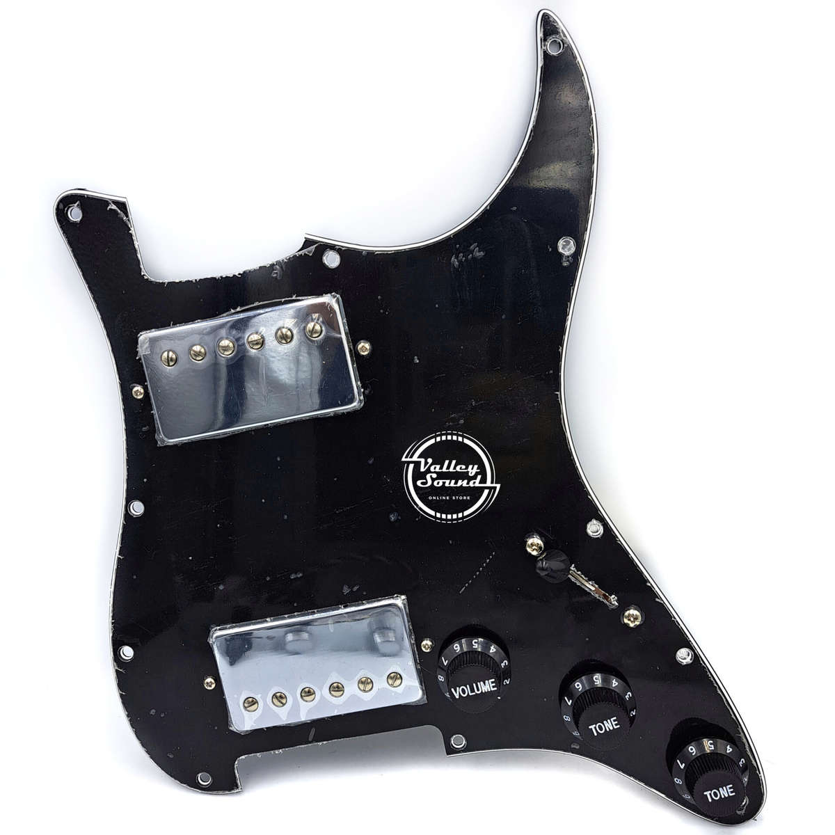 Loaded Prewired Pickguard with 2 Humbuckers (Coil Split Mod) Black
